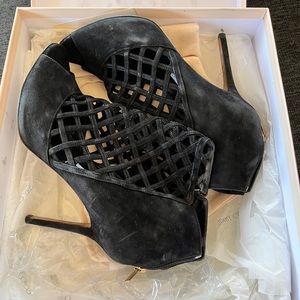 Jimmy Choo Black Suede Drift Cutout Booties